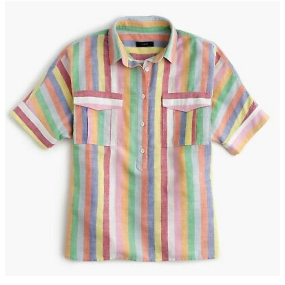 JCrew Striped Popover Shirt